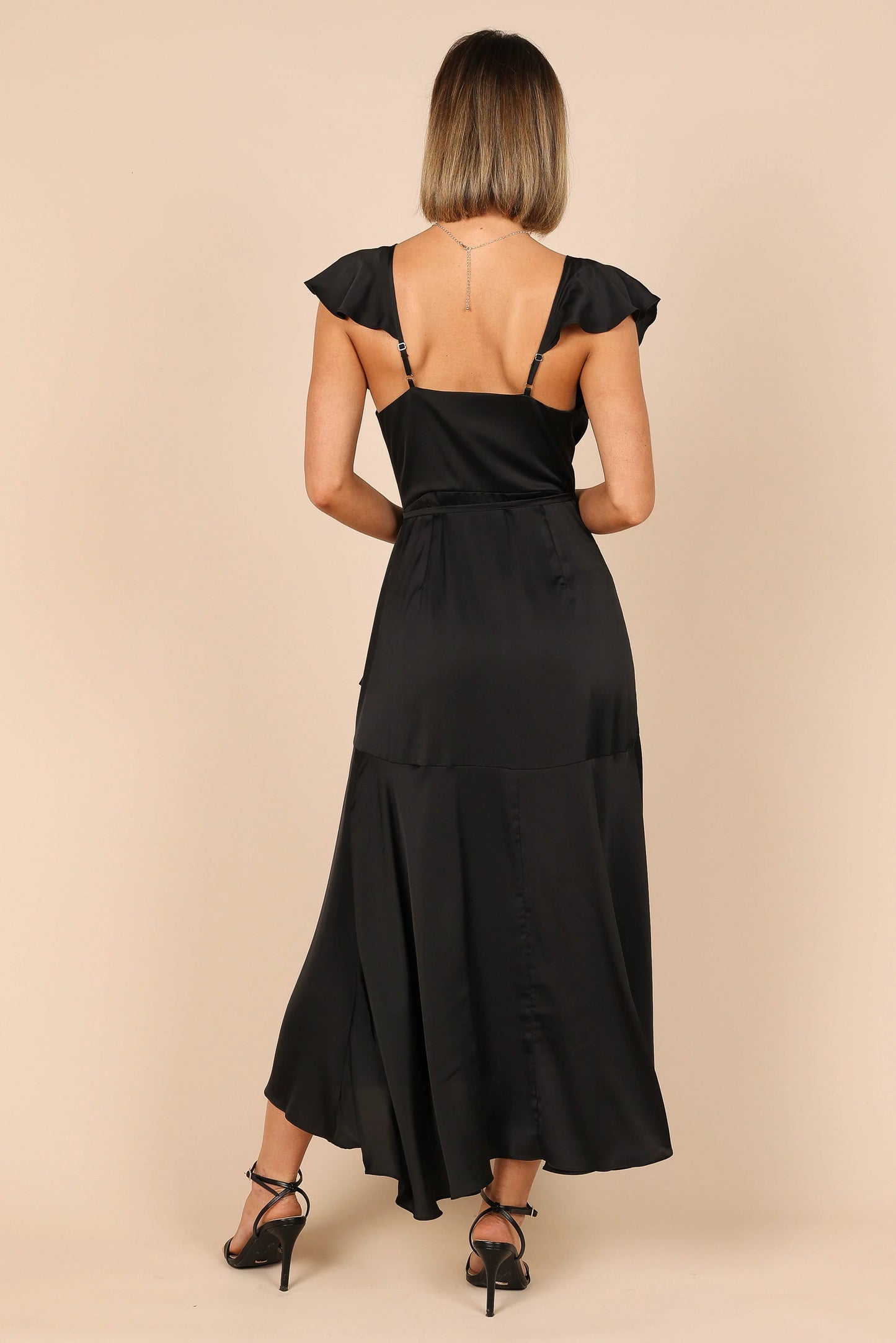 Cally Frill Shoulder Midi Dress Black