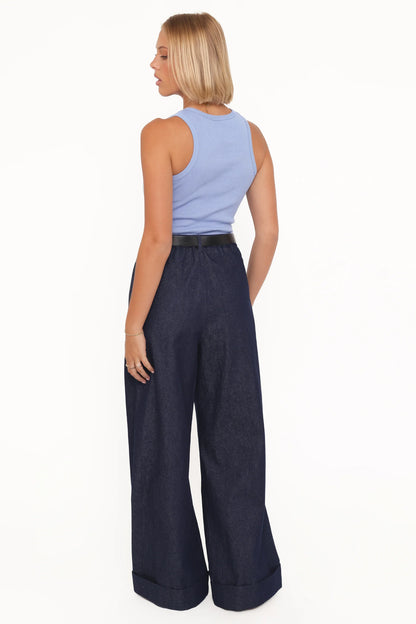 Elinor Cuffed Denim Pant Dark Wash