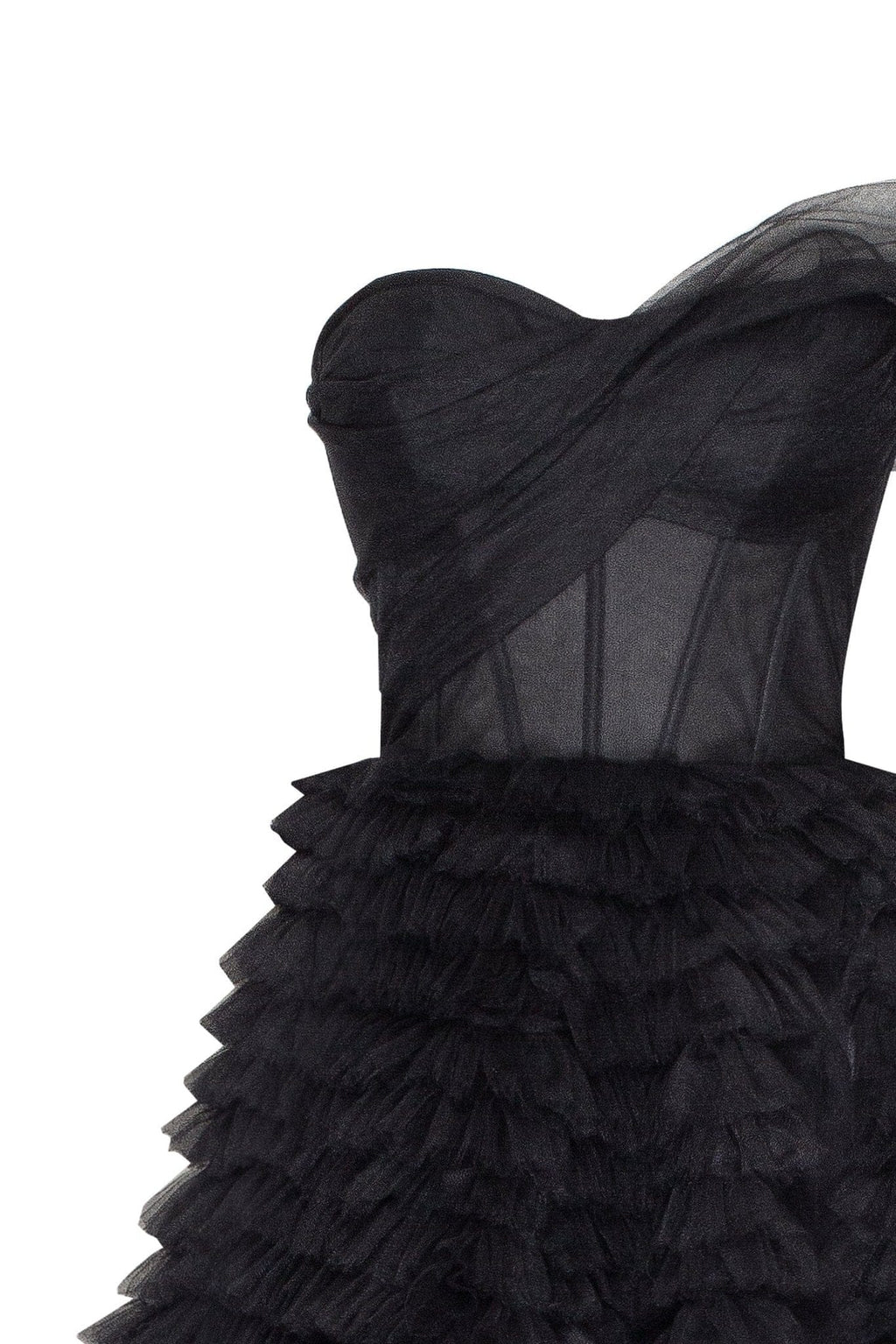 Timeless one shoulder frill layered ball gown in black