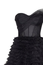 Timeless one shoulder frill layered ball gown in black