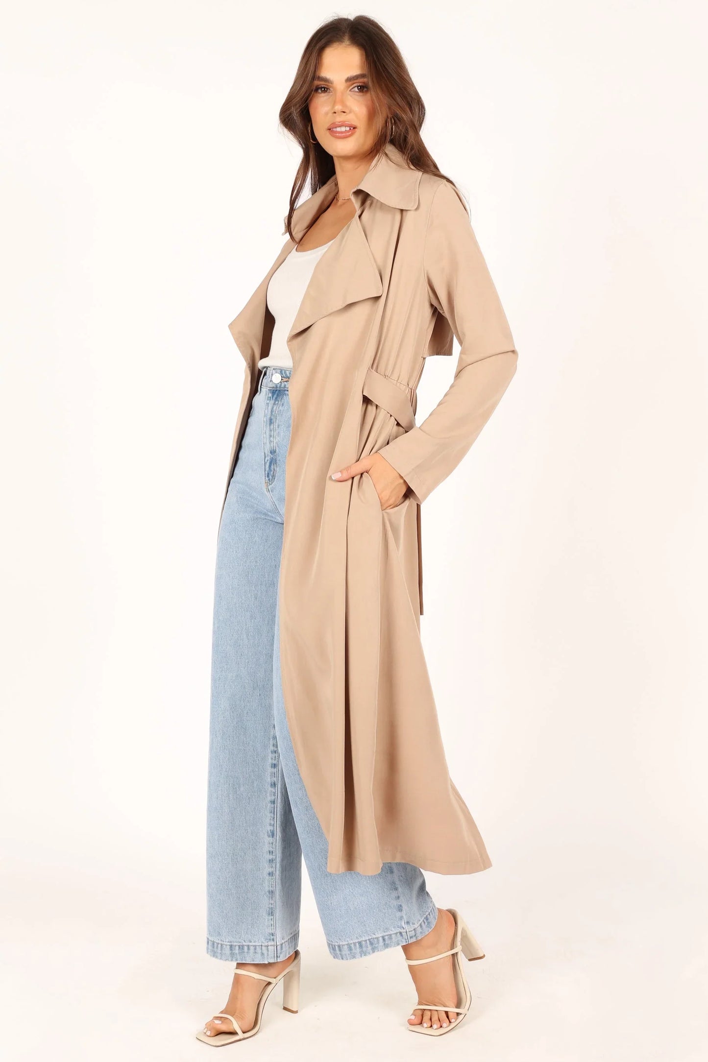 Robyn Tie Front Trench Coat Beige
