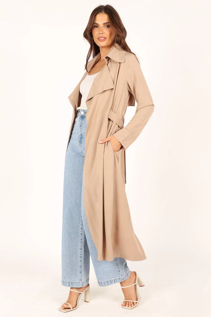 Robyn Tie Front Trench Coat Beige