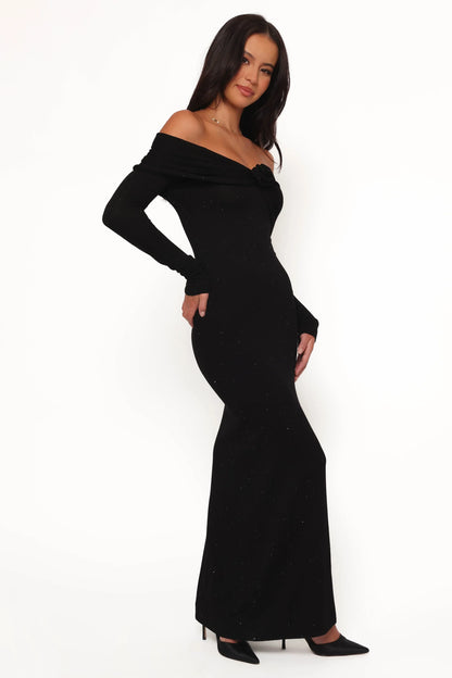 Pennie Maxi Dress Black Sequin Knit