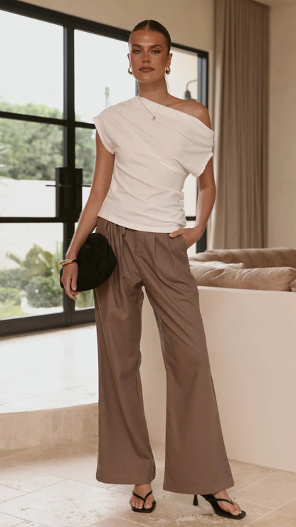 Cascada Tie Waist Pants Brown