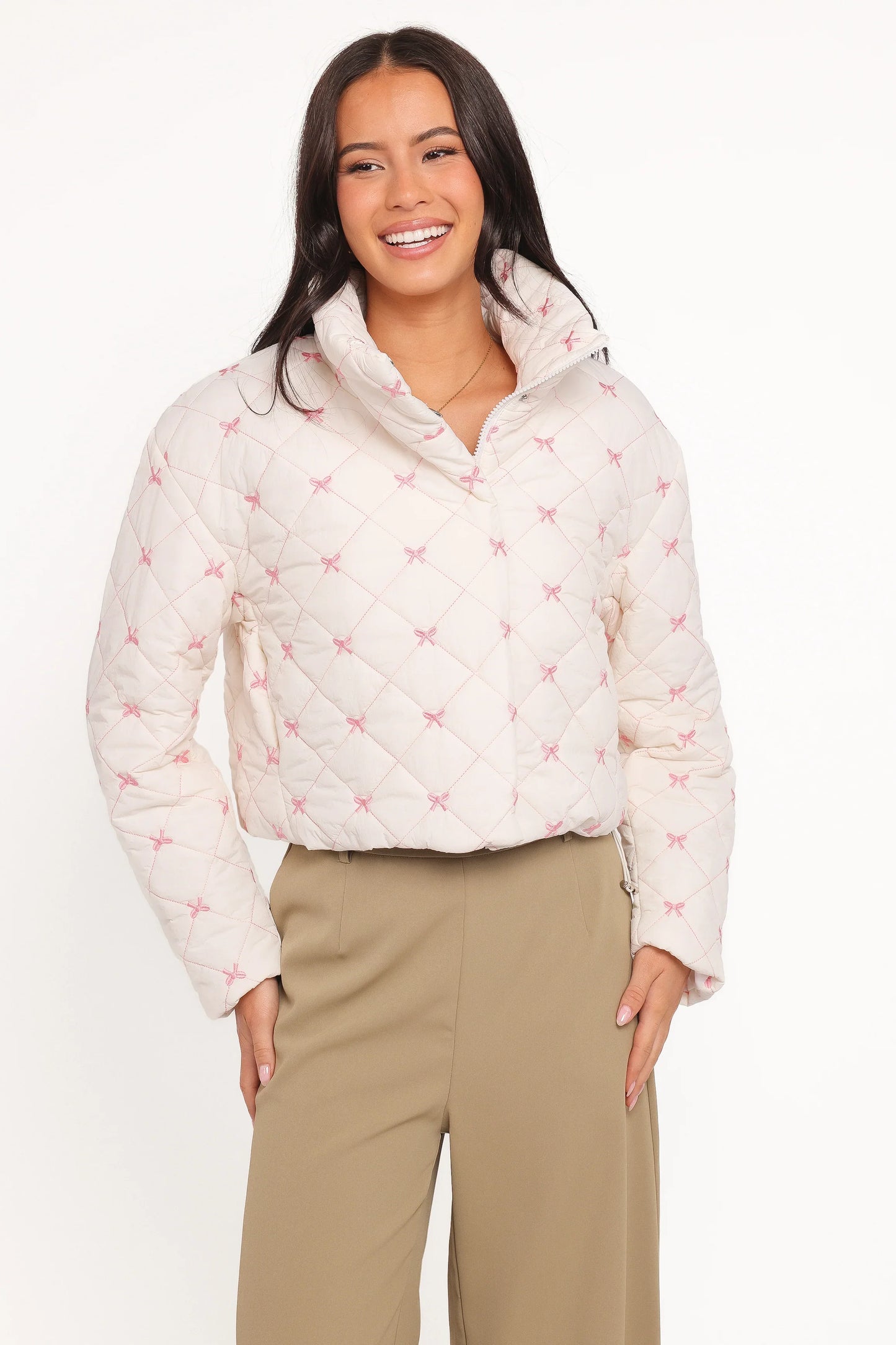 Adi Quilted Jacket Pink Bow