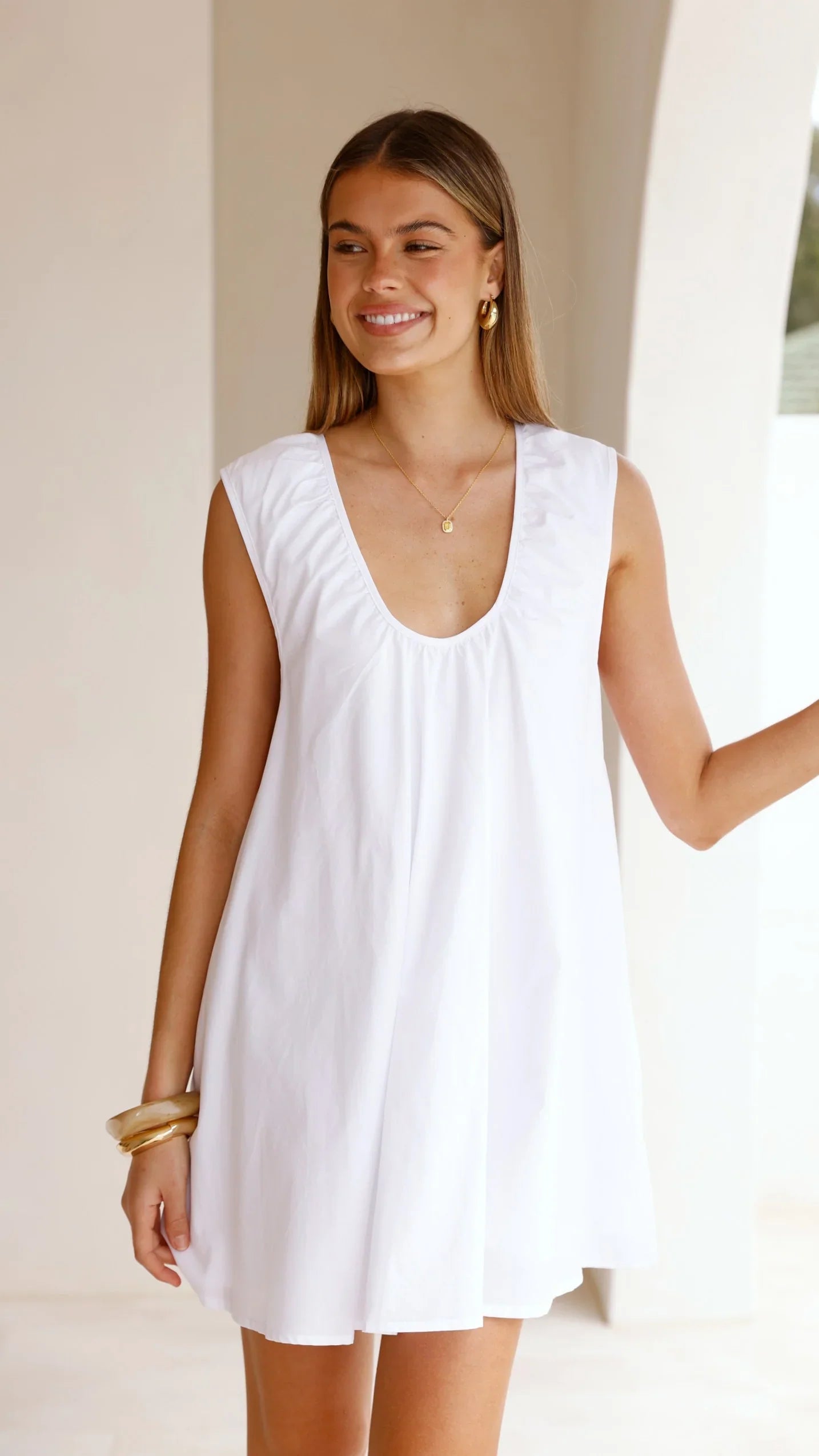 Vanessa Oversized Mini Dress White