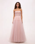 Misty Rose Tie straps tulle prom dress