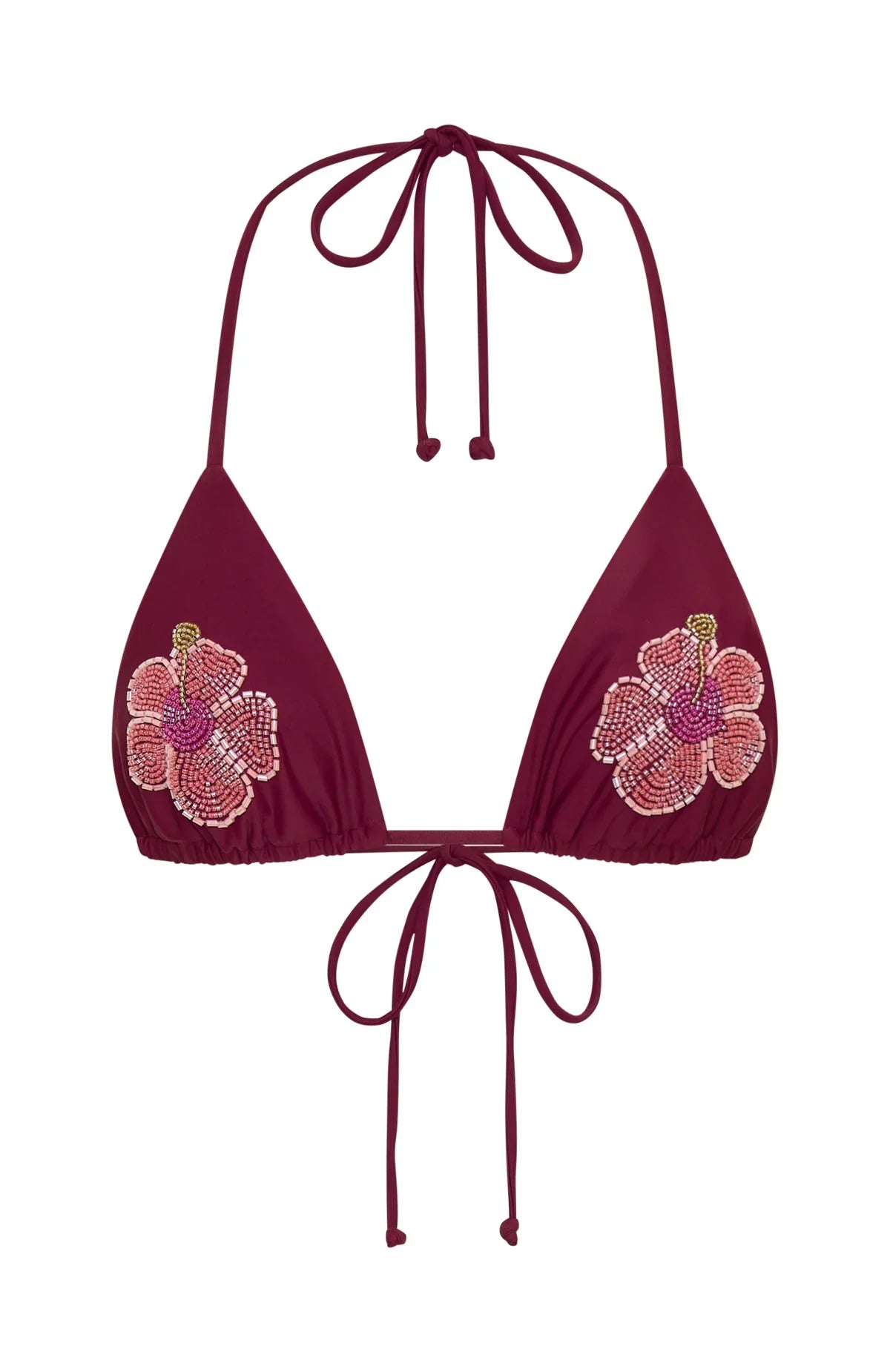Yolanda Beaded Bikini Top Sangria