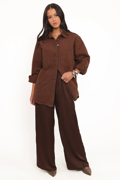 Toto Denim Shacket Chocolate Brown