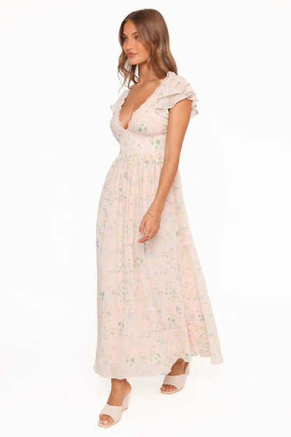 Angelica Midi Dress Pastel Pink Floral