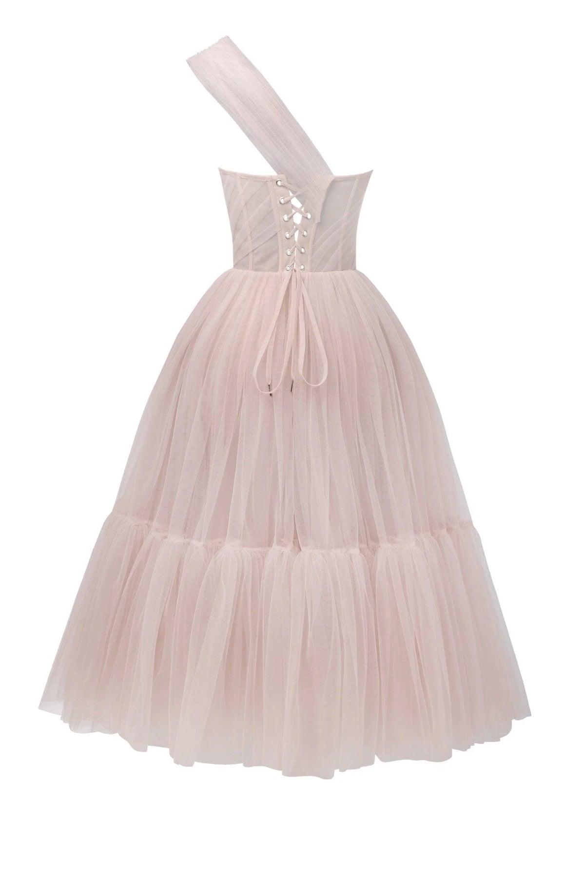 Misty Rose One Shoulder Cocktail Tulle Dress