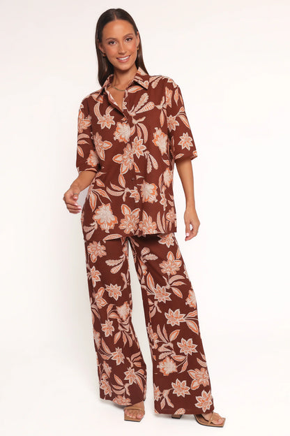 Samira Wide Leg Pant Orange Floral