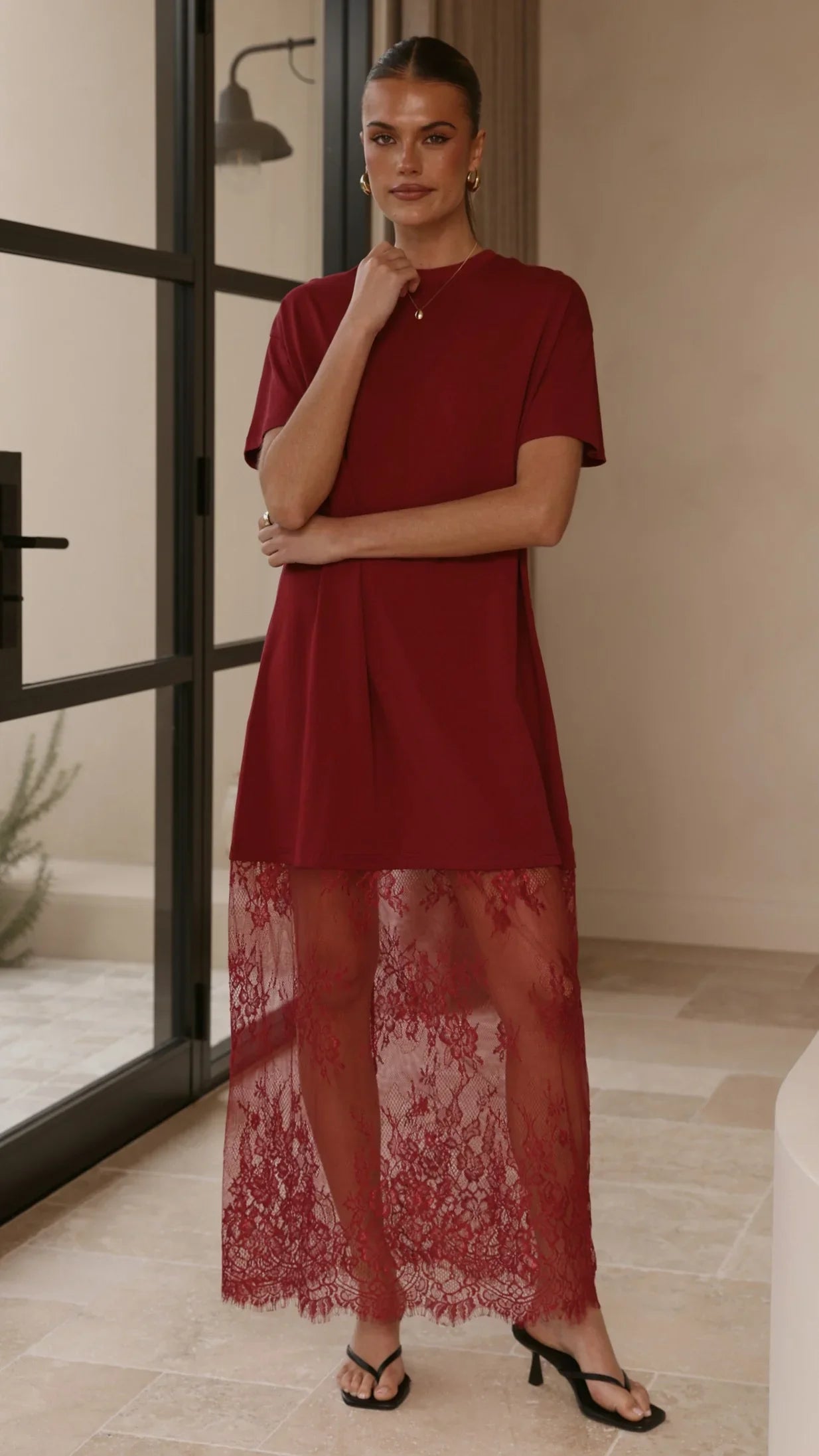 Adora T Shirt Maxi Dress Wine