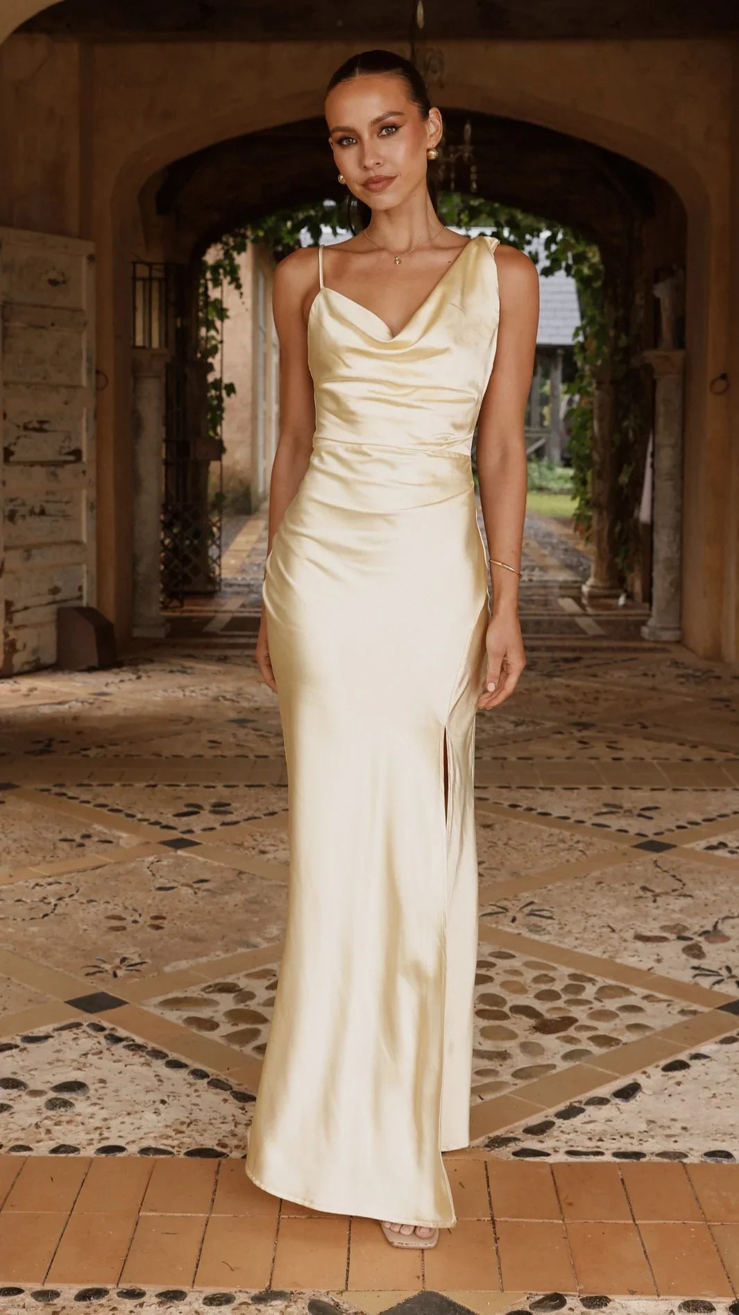 Iris Asymmetrical Maxi Dress Yellow