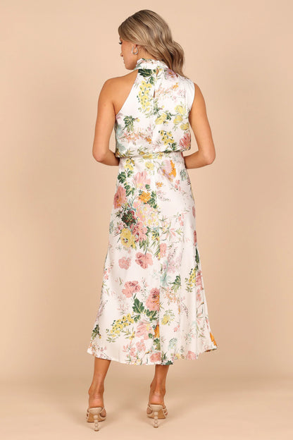Anabelle Halter Neck Midi Dress White Floral