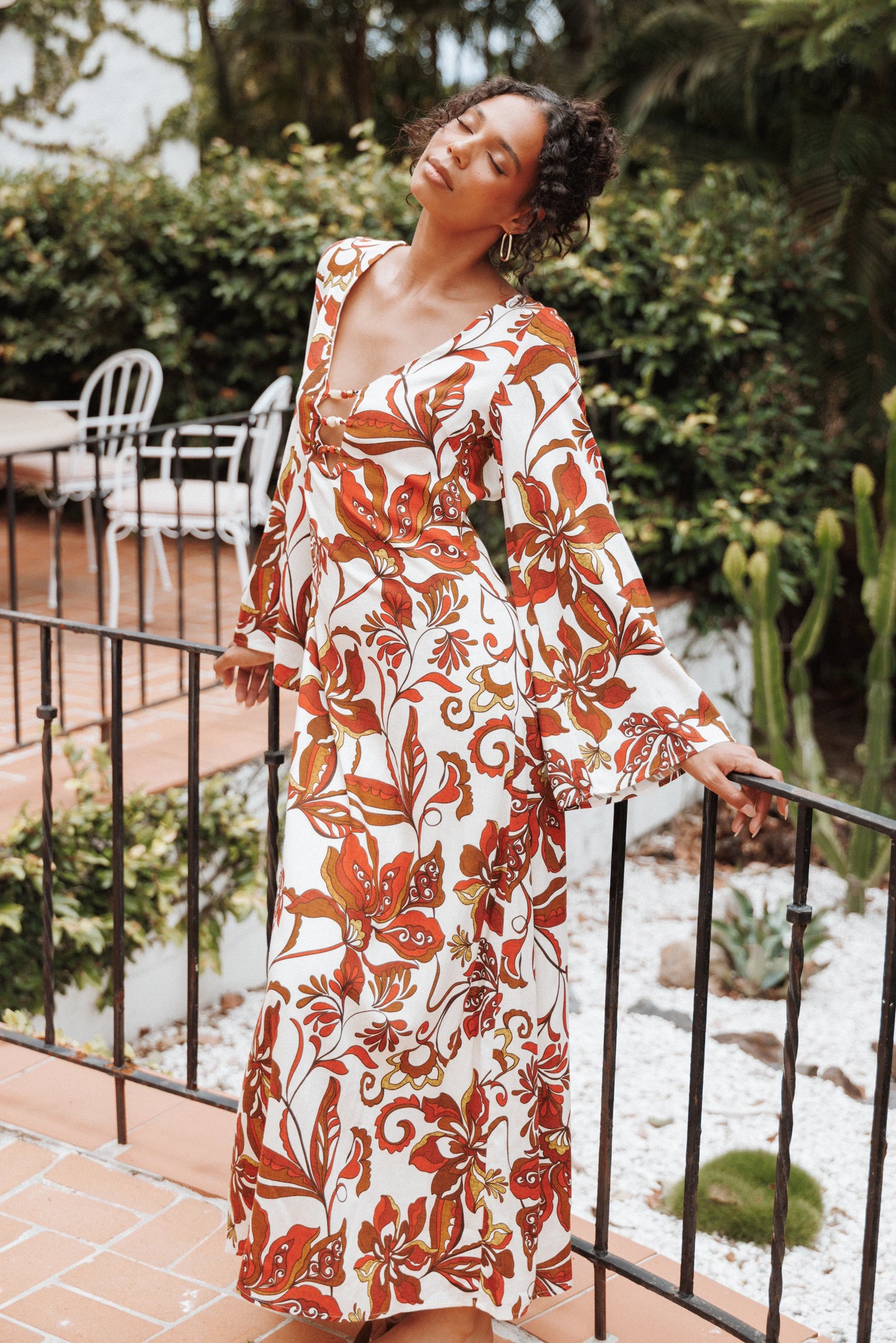 Inala Maxi Dress Brown Floral