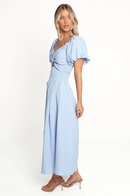 Cintra Puff Sleeve Maxi Dress Blue