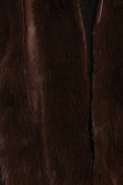 Velma Channel Faux Fur Jacket Chocolate