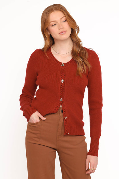 Quay Button Front Cardigan Red