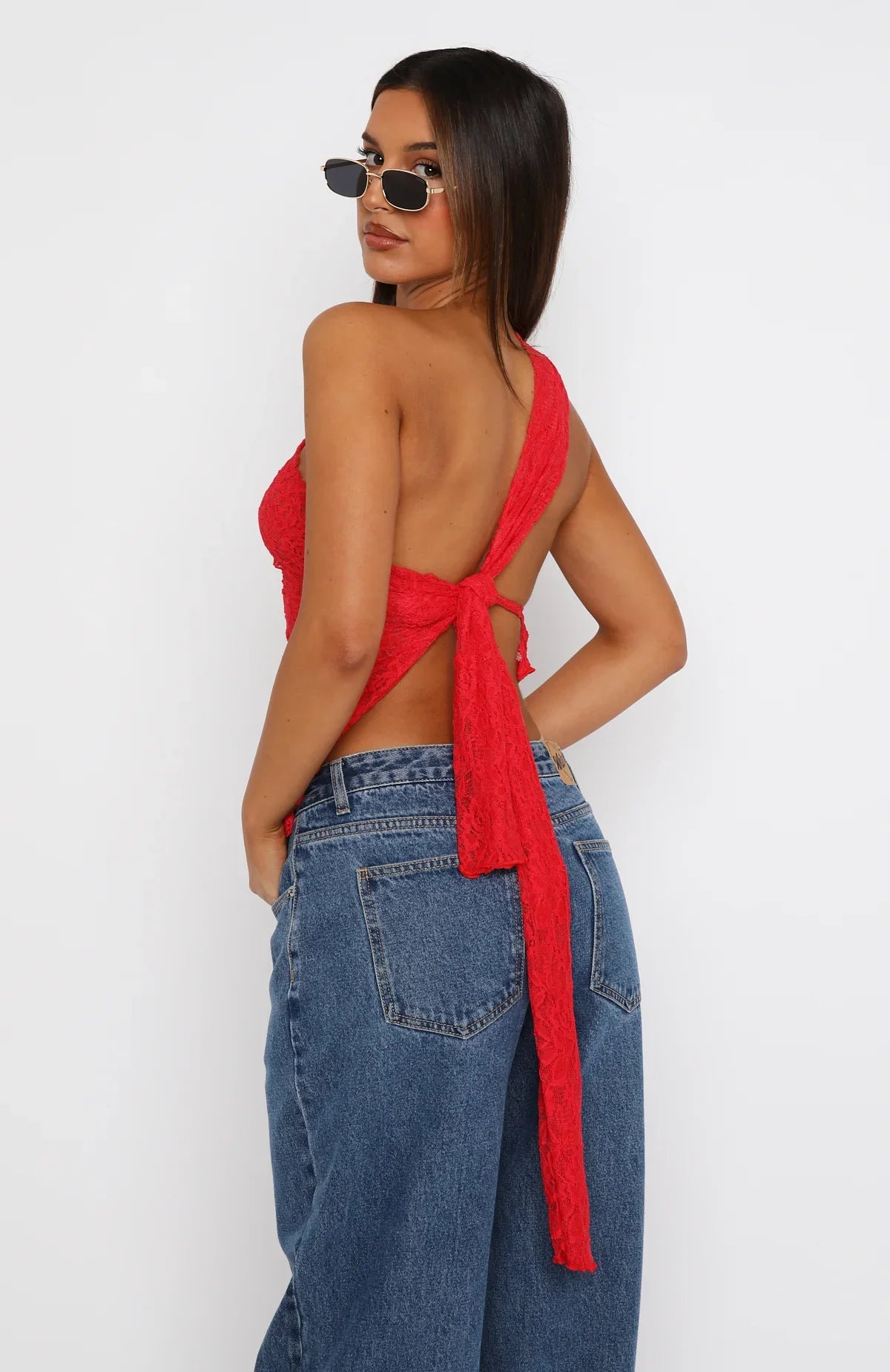 Its A Love Story Lace Top Red