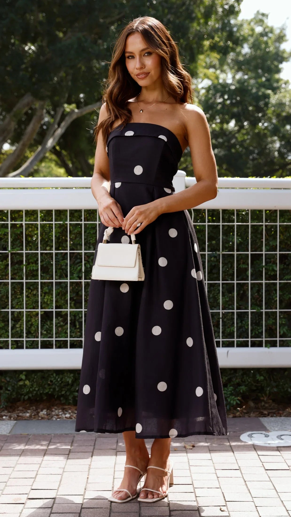 Tahlia Midi Dress Black Polka Print