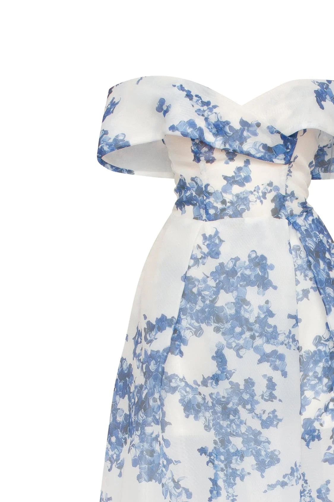 Catchy off the shoulder blue hydrangea maxi dress Garden of Eden