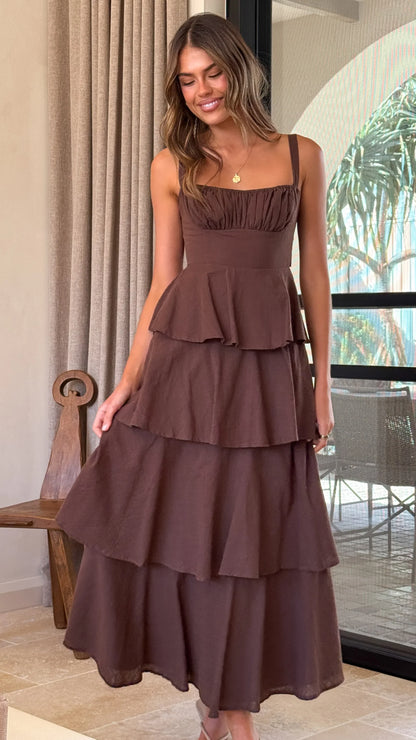 Odilia Maxi Dress Chocolate