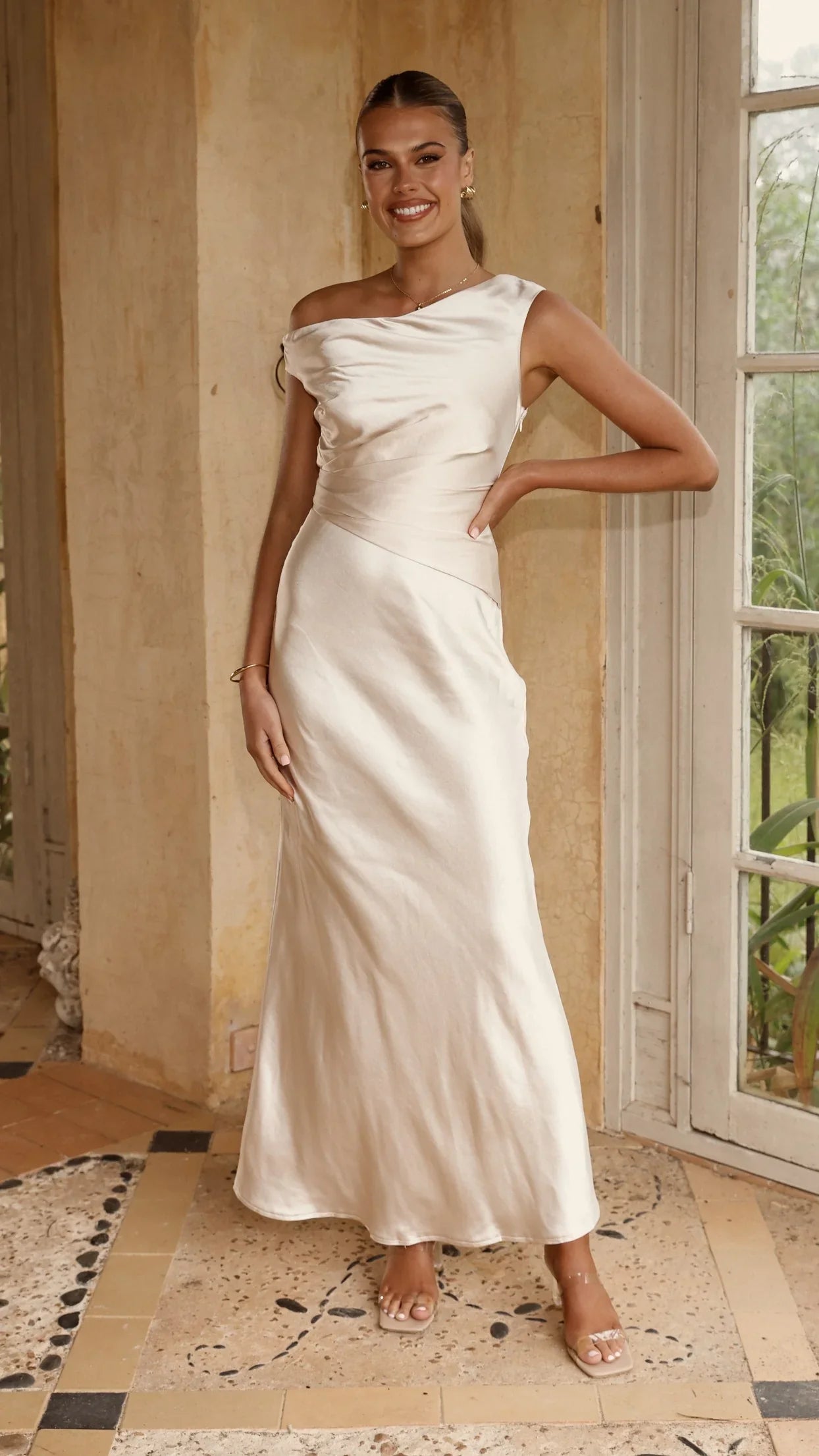 Auria Off Shoulder Maxi Dress Champagne