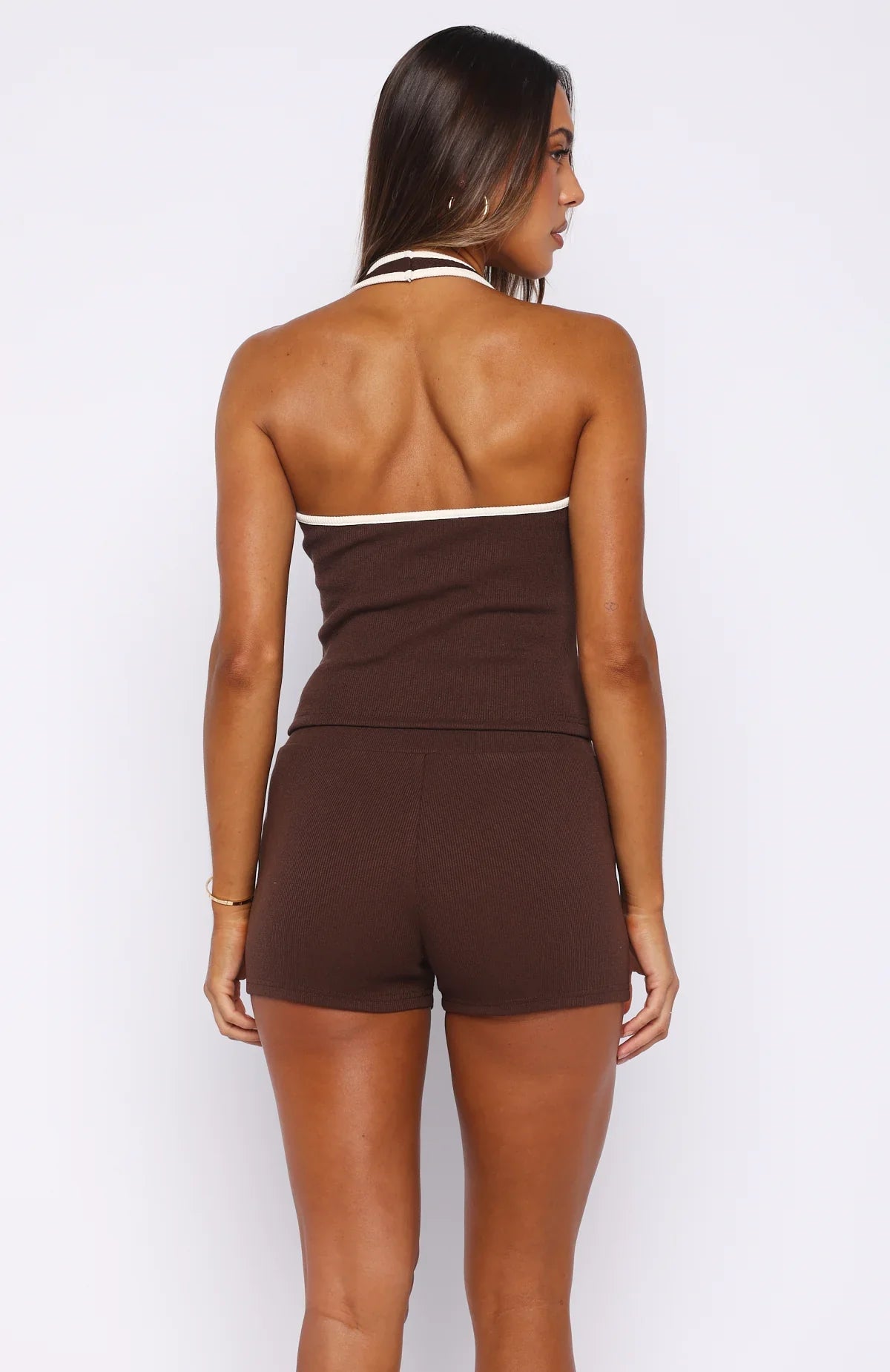 Doing My Best Ribbed Bike Shorts Chocolate