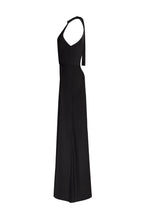 Classical black halterneck satin maxi dress Xo Xo