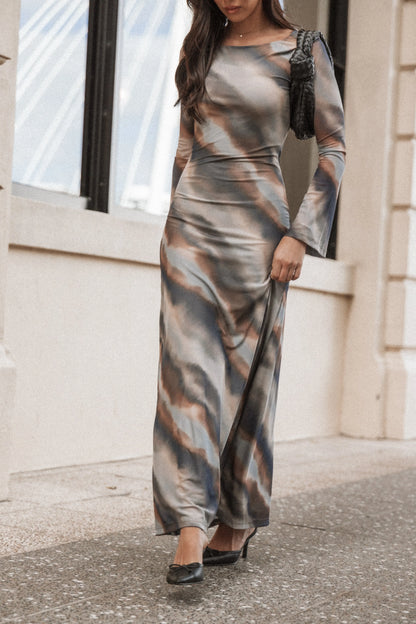 Pandora Long Sleeve Maxi Dress Ombre Stripe