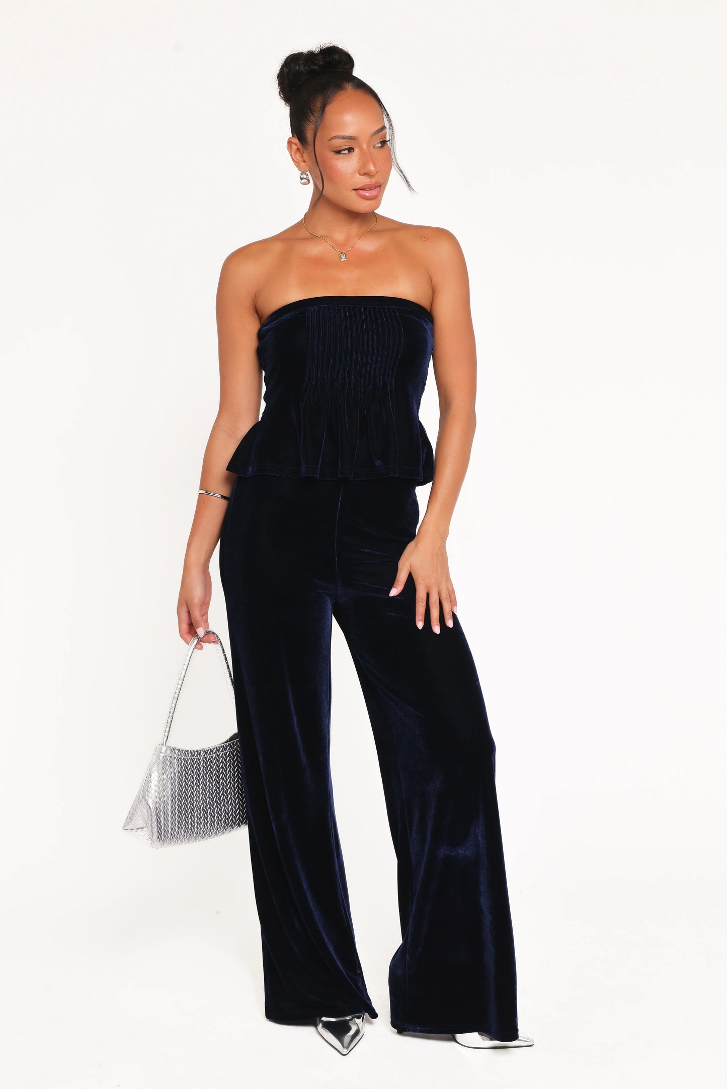 Sutton Strapless Pant Set Midnight Blue Velvet