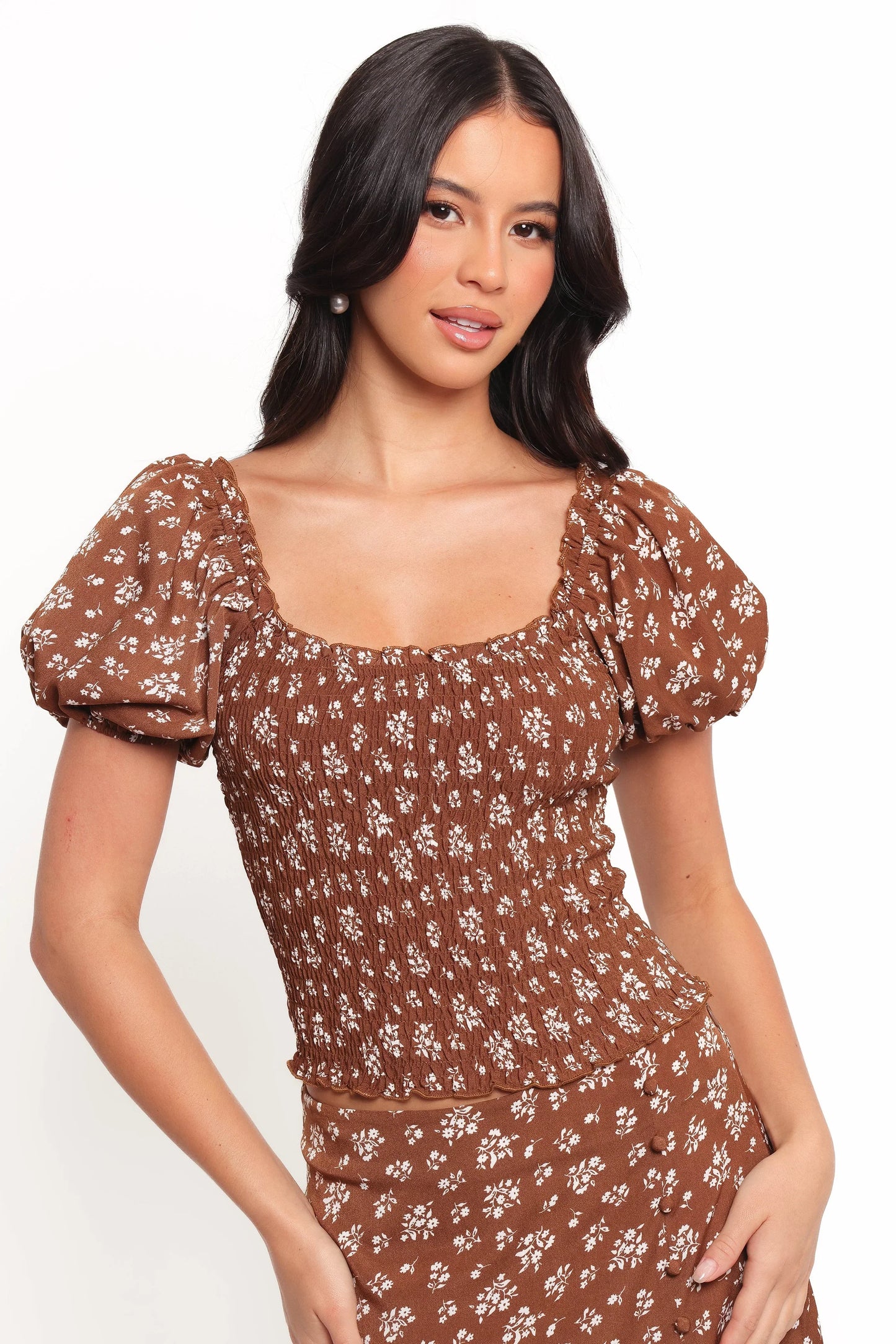 Zola Skirt Set Brown Ditsy Floral