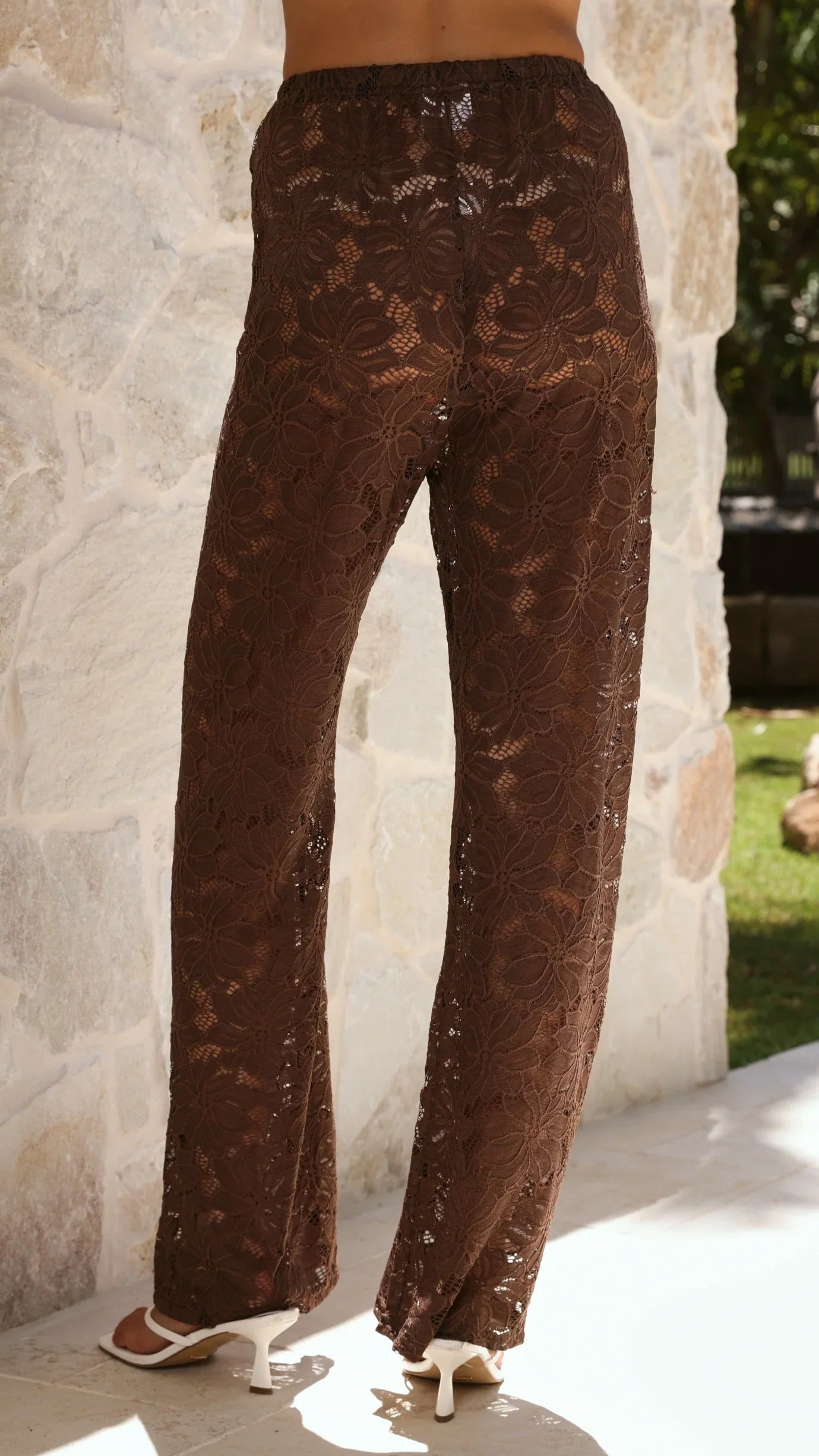 Yvette Top and Lace Pants Set Chocolate
