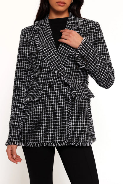 Rocco Hem Blazer Black White