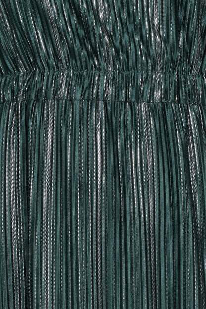 Pontee One Shoulder Pleated Midi Dress Green