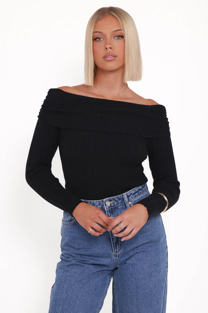 Junia Tie Back Knit Top Black