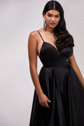 Black Spaghetti strap ball dress with open back