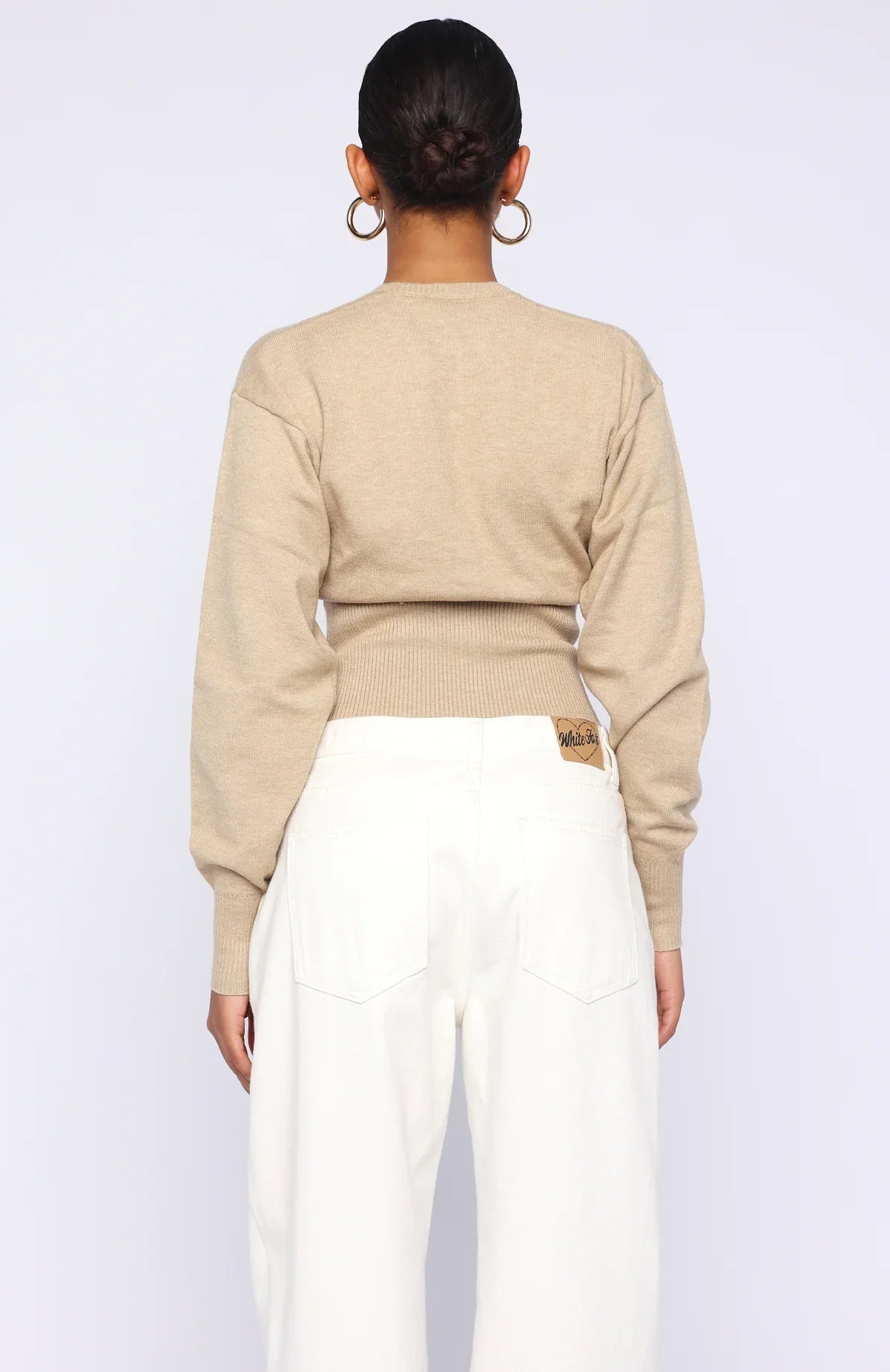 Cindy Cinched Knit Top Beige