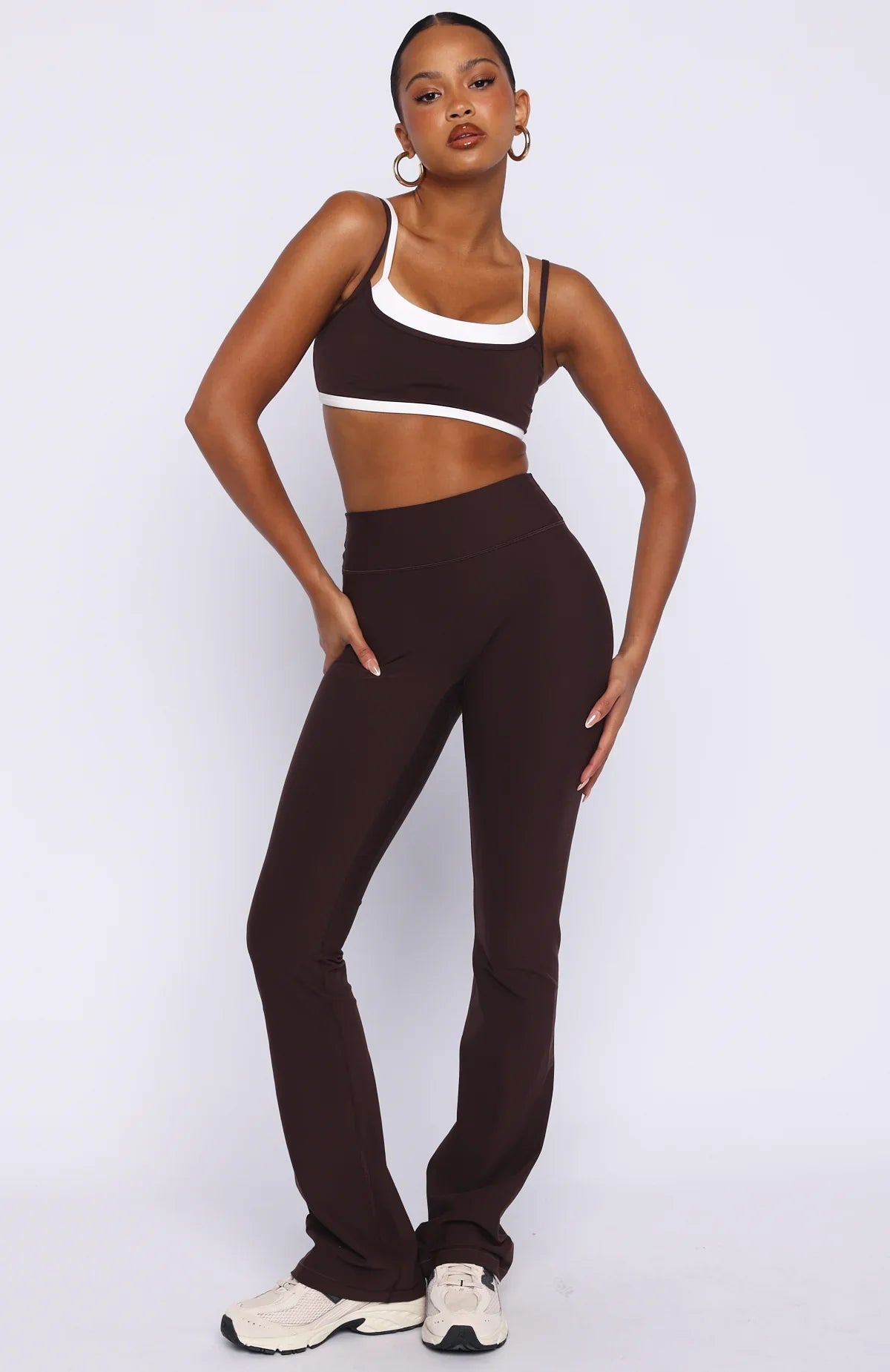 All The Glory Sports Bra Dark Chocolate White