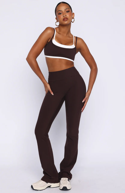 All The Glory Sports Bra Dark Chocolate White