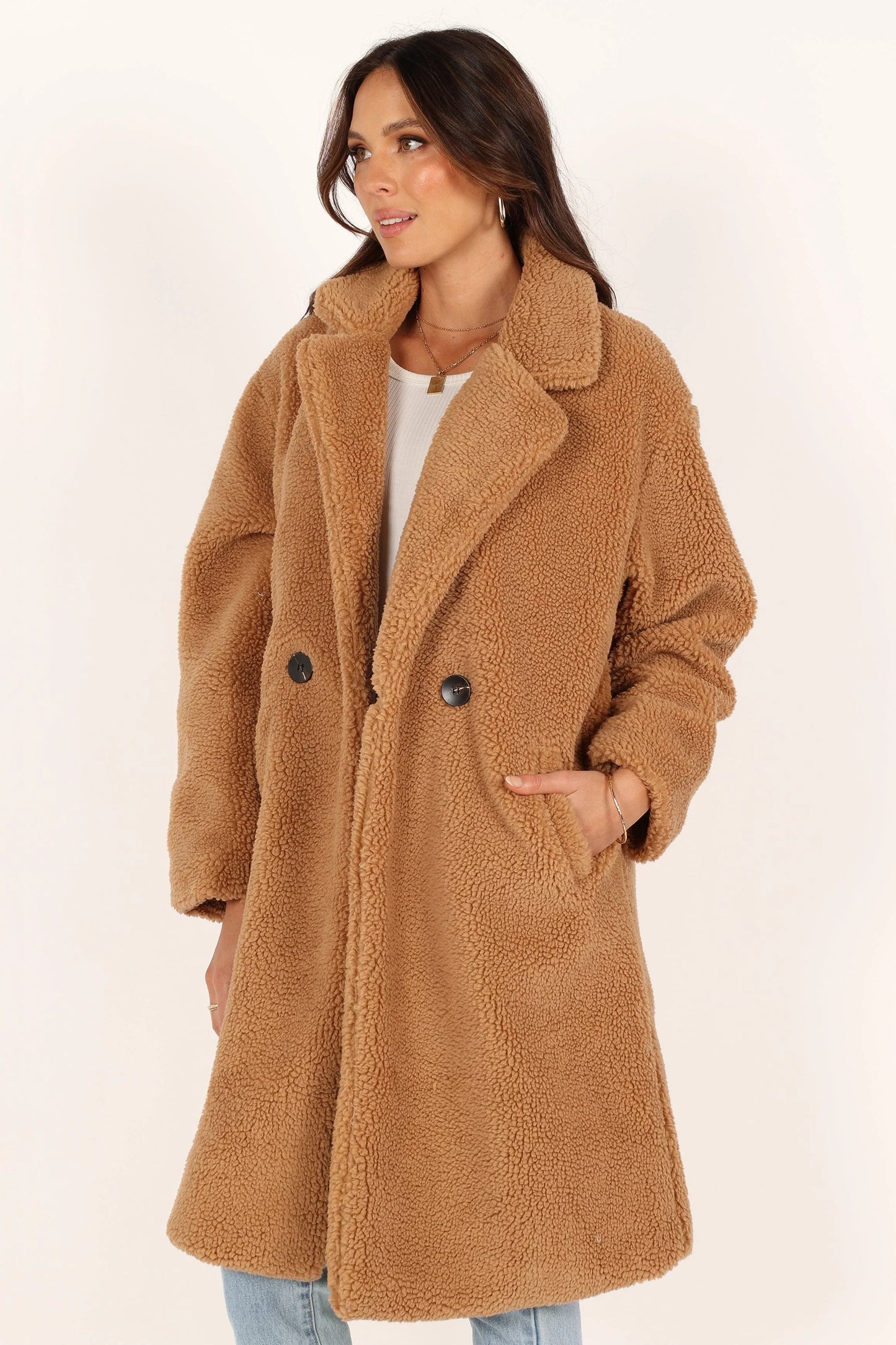 Beatrice Faux Fur Coat Camel