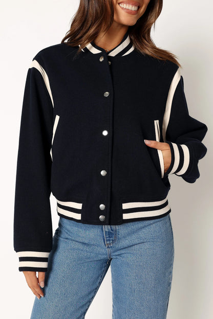 Fallon Collegiate Bomber Jacket Dark Indigo