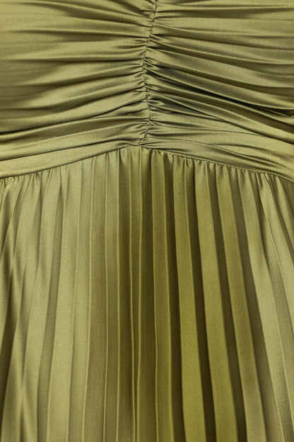 Naira Pleated Maxi Dress Palm Green