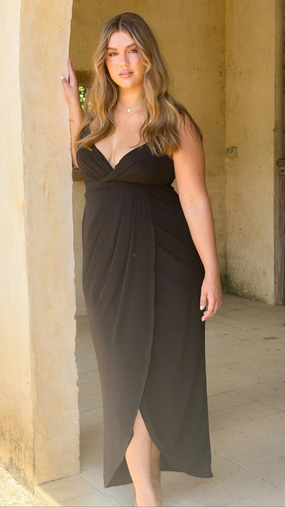 Charlotte Draped Maxi Dress Black