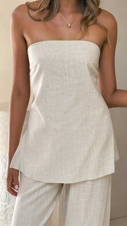 Kailani Strapless Top and Pants Set Oat