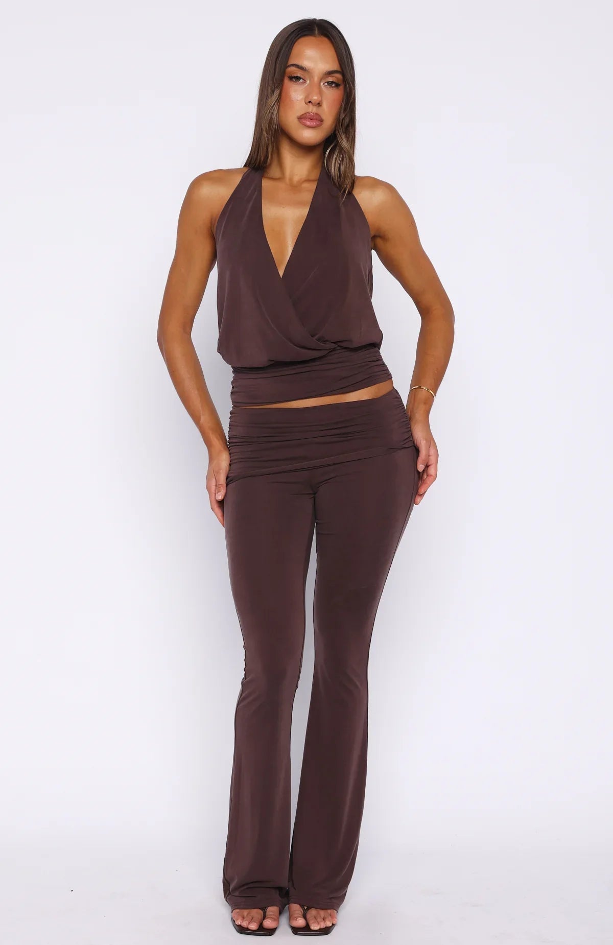 On Display Halter Top Chocolate