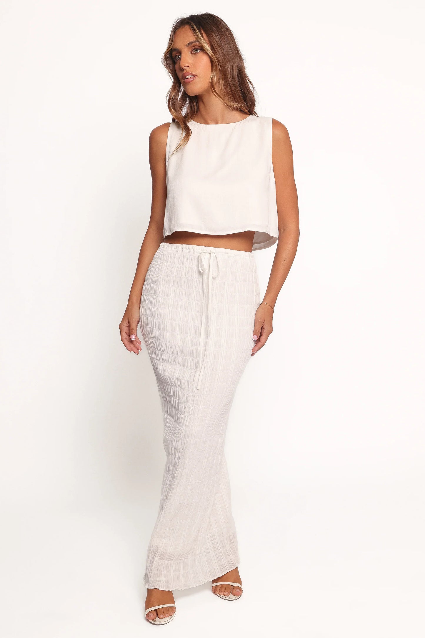 Charlotte Textured Maxi Skirt White