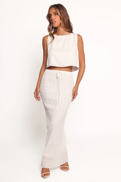 Charlotte Textured Maxi Skirt White