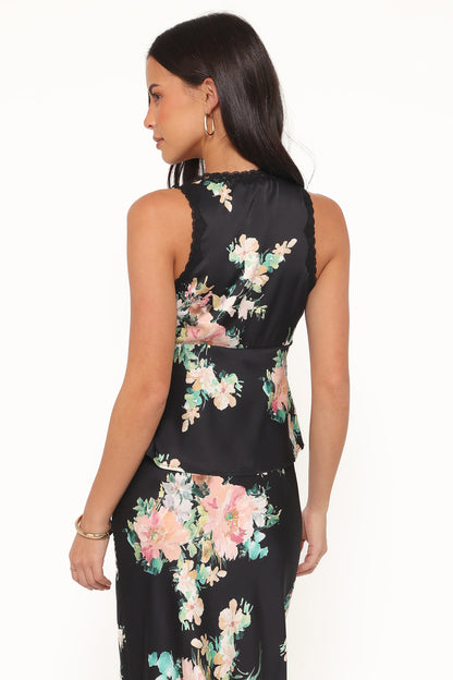 Kelso Top Black Floral